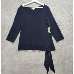 Coldwater Creek Sweater Womens XL 16 Black Knit Rayon Tied For First 3/4 Sleeve